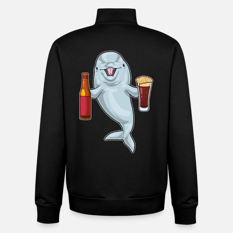Bouteille de bière Dolphin - Sweat zippé unisexe en coton bio Stanley/Stella - noir