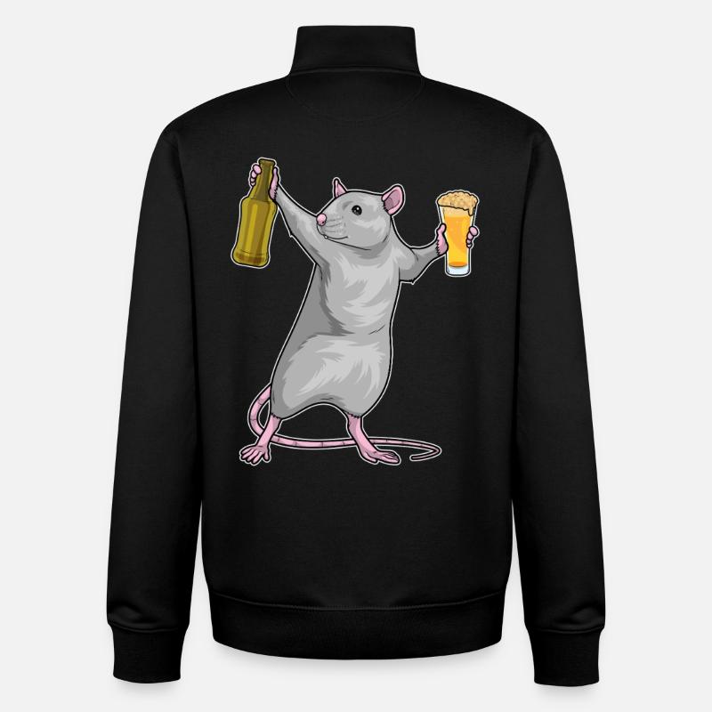Rat Bouteille de bière - Sweat zippé unisexe en coton bio Stanley/Stella - noir