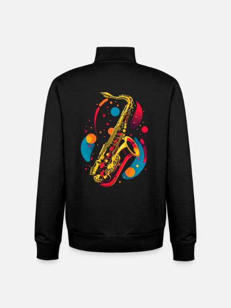 Saxophone Graphics - Unisex Organic Zip Sweatshirt by Stanley/Stella - black