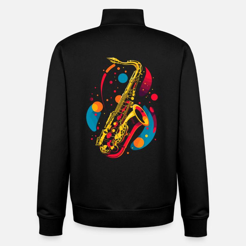 Saxophone Graphics - Unisex Organic Zip Sweatshirt by Stanley/Stella - black