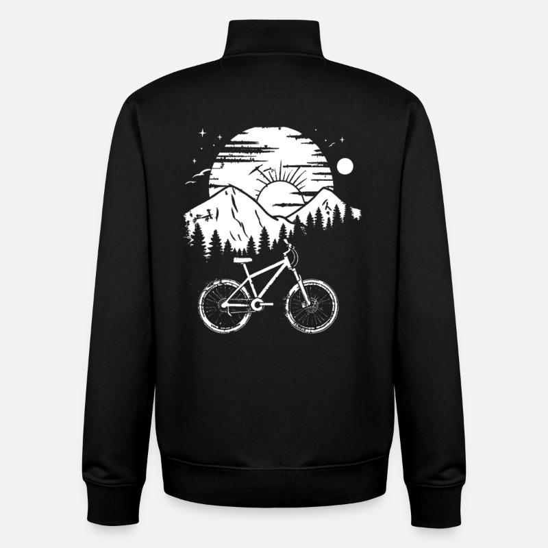 Mountain Biking Drawing - Unisex Organic Zip Sweatshirt by Stanley/Stella - black