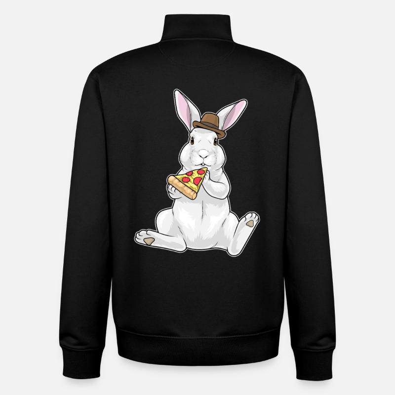 Bunny Pizza - Unisex Organic Zip Sweatshirt by Stanley/Stella - black