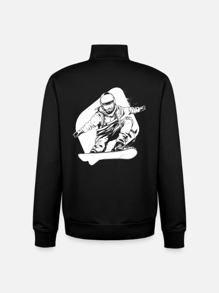 Funny Snowboarder Graphic - Unisex Organic Zip Sweatshirt by Stanley/Stella - black