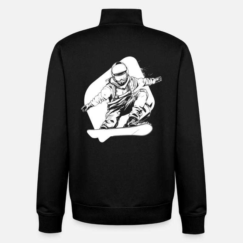 Graphique de snowboarder drôle - Sweat zippé unisexe en coton bio Stanley/Stella - noir