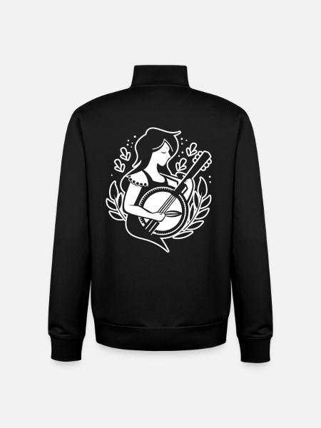 Cartoon Banjo Player - Unisex Organic Zip Sweatshirt by Stanley/Stella - black
