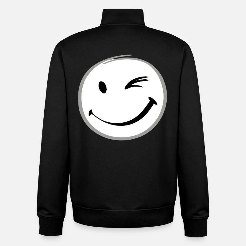 Clin d’œil sourire - Sweat zippé unisexe en coton bio Stanley/Stella - noir