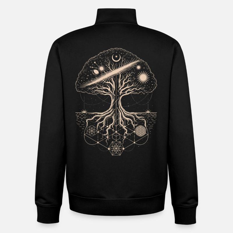 Mystischer Baum des Lebens Geometrie Kunst - Unisex Organic Zip Sweatshirt von Stanley/Stella - Schwarz