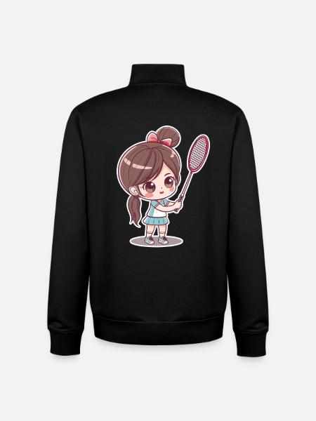 Badminton player comic - Unisex Organic Zip Sweatshirt by Stanley/Stella - black