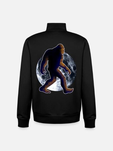 Bigfoot Sasquatch and moon - Unisex Organic Zip Sweatshirt by Stanley/Stella - black
