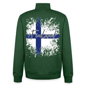 Finnish pride, flag of Finland - Unisex Organic Zip Sweatshirt by Stanley/Stella - bottle green - Back - AI Model Male 185 dark (185cm)
