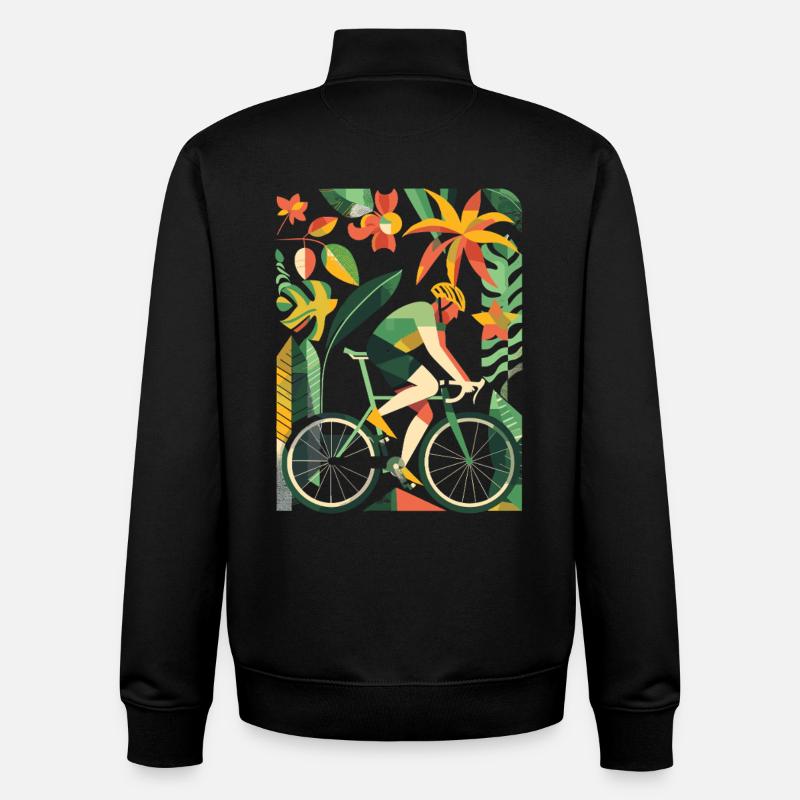 Fahrradfahrer Comic Look - Unisex Organic Zip Sweatshirt von Stanley/Stella - Schwarz