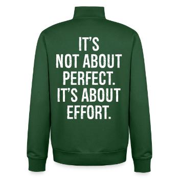 Es geht nicht um Perfektion, es geht um Anstrengung - Unisex Organic Zip Sweatshirt von Stanley/Stella - Flaschengrün - Hinten - AI Model Male 185 dark (185cm)