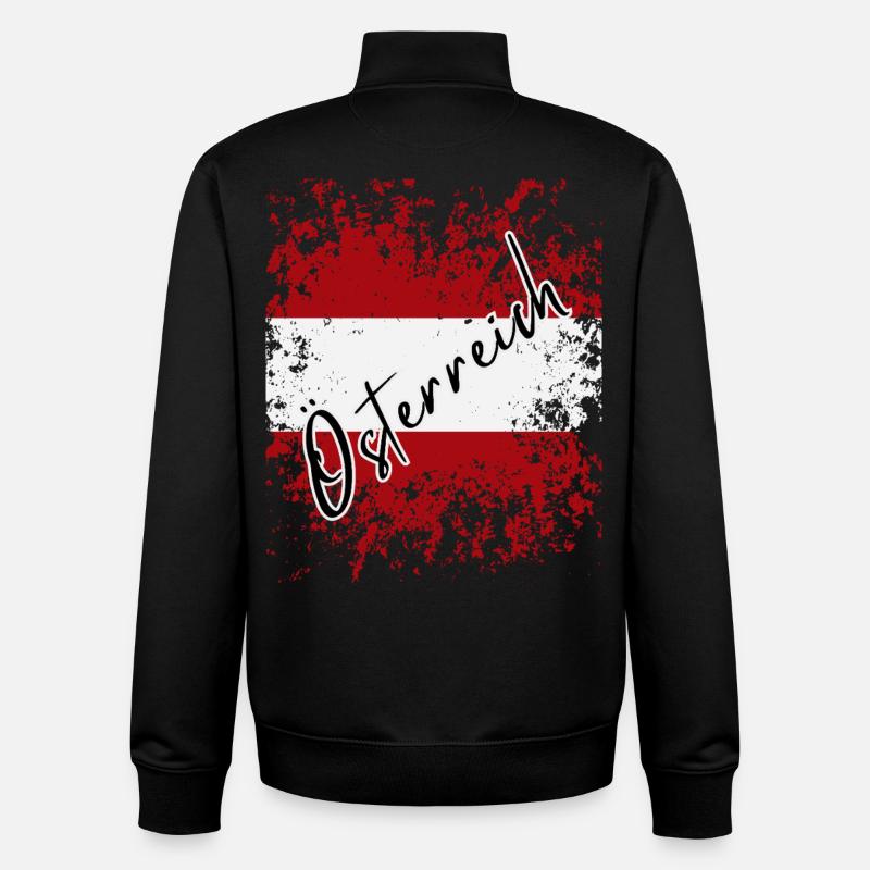 Drapeau de l’Autriche, fierté autrichienne - Sweat zippé unisexe en coton bio Stanley/Stella - noir