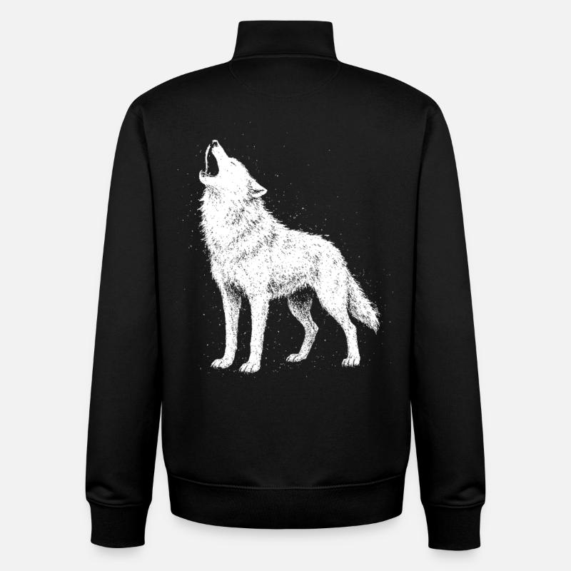 Wolf howl - Unisex Organic Zip Sweatshirt by Stanley/Stella - black