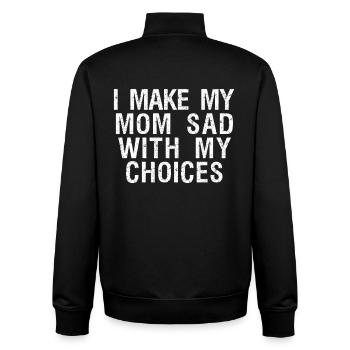 i make my mom sad with my choices - Unisex Organic Zip Sweatshirt von Stanley/Stella - Schwarz - Hinten - AI Model Male 185 light (185cm)