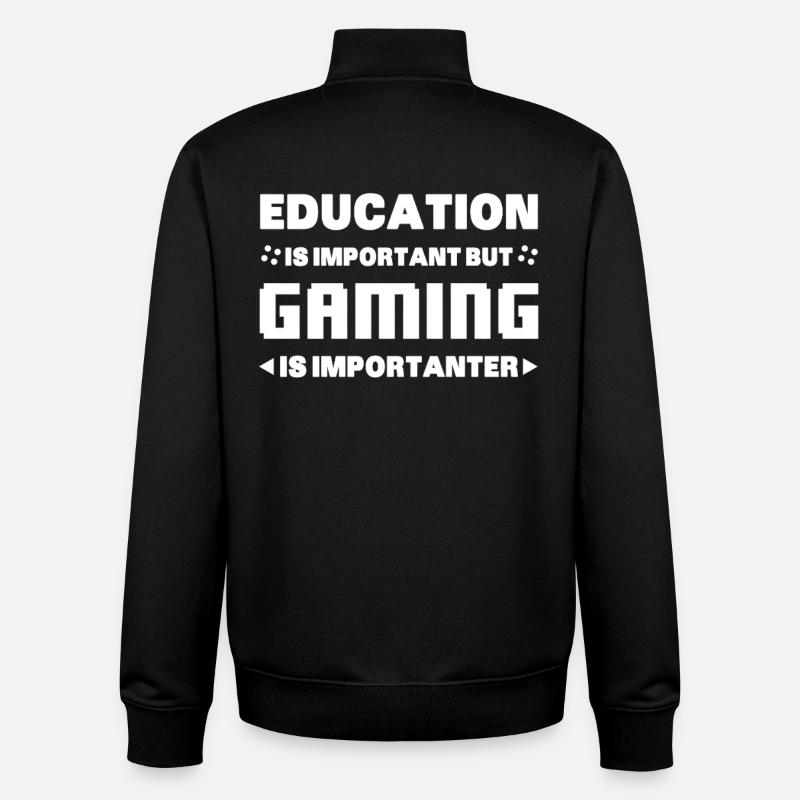 L’éducation est importante, mais le jeu est plus important - Sweat zippé unisexe en coton bio Stanley/Stella - noir