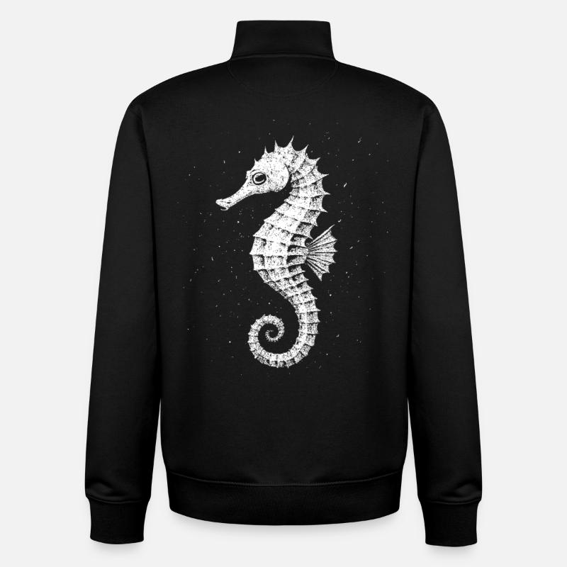 Hippocampe - Sweat zippé unisexe en coton bio Stanley/Stella - noir