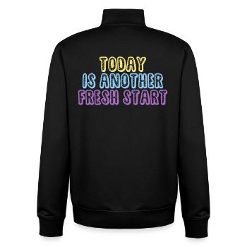 Today Is Another Fresh Start - Unisex Organic Zip Sweatshirt by Stanley/Stella - black - Back - AI Model Male 185 light (185cm)
