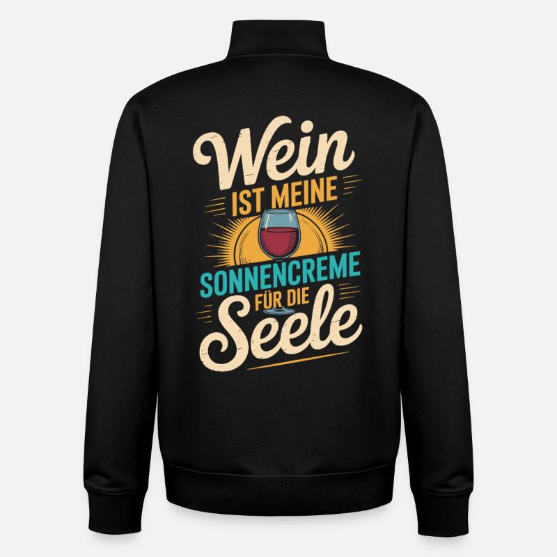 Wein als Sonnencreme der Seele - Unisex Organic Zip Sweatshirt von Stanley/Stella - Schwarz