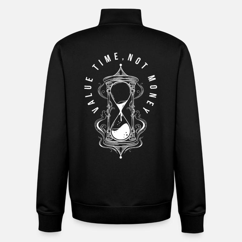 Time Hourglass Money Quote - Sweat zippé unisexe en coton bio Stanley/Stella - noir