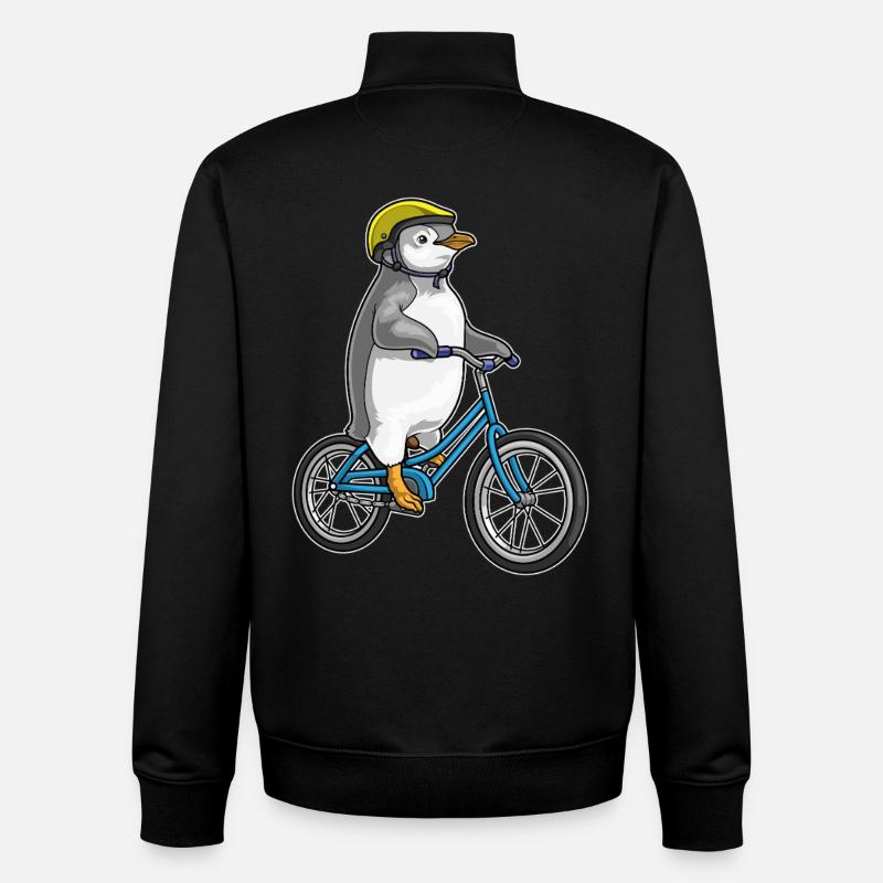 Vélo pingouin - Sweat zippé unisexe en coton bio Stanley/Stella - noir