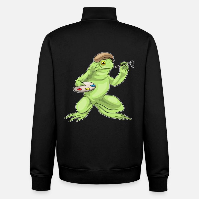 Frosch Maler Pinsel Malen - Unisex Organic Zip Sweatshirt von Stanley/Stella - Schwarz