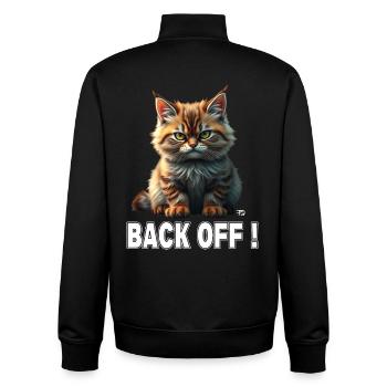 Cute Evil Red Cat Says Go Away! Back off! - Unisex Organic Zip Sweatshirt by Stanley/Stella - black - Back - AI Model Male 185 light (185cm)