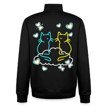 Retro Katzen Katze Kinder Mädchen Jungen Teenies - Unisex Organic Zip Sweatshirt von Stanley/Stella - Schwarz - Hinten - AI Model Male 185 light (185cm)