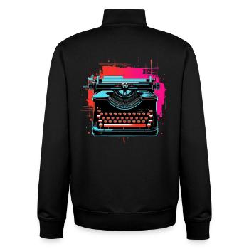 Typewriter Retrowave - Unisex Organic Zip Sweatshirt by Stanley/Stella - black - Back - AI Model Male 185 light (185cm)