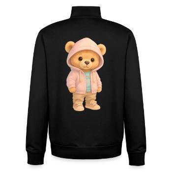 Ours à capuche mignon - Sweat zippé unisexe en coton bio Stanley/Stella - noir - Dos - AI Model Male 185 light (185cm)