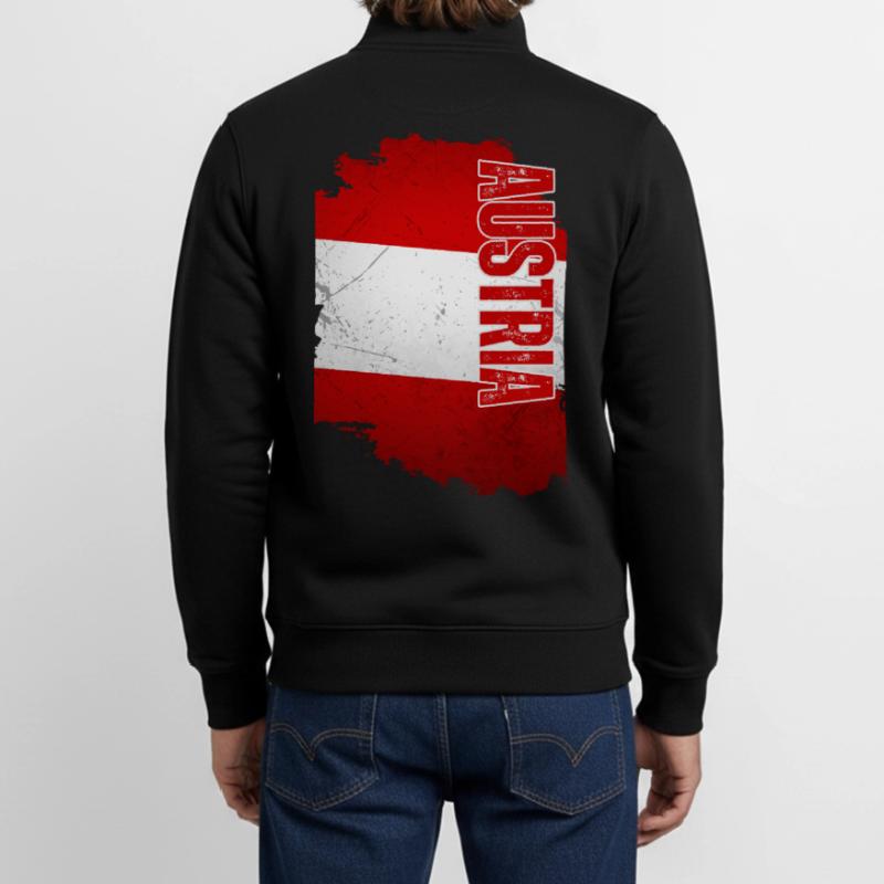 Vertical Austrian flag, Austrian pride Unisex Organic Zip Sweatshirt by Stanley/Stella