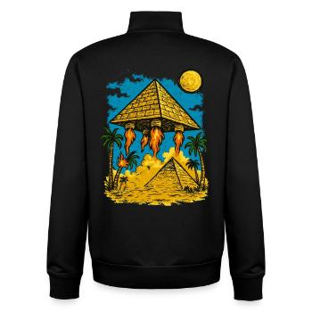 Alien Pyramid Landing Ancient Invasion Sci-Fi tee - Unisex Organic Zip Sweatshirt by Stanley/Stella - black - Back - AI Model Male 185 light (185cm)