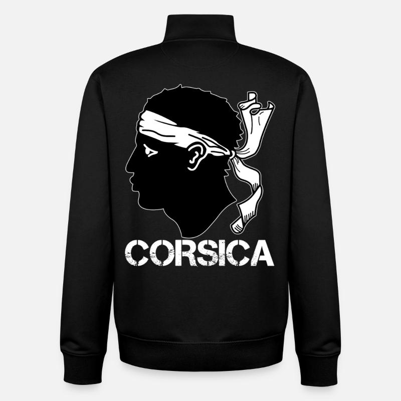 Corsica Tête de Maure - Sweat zippé unisexe en coton bio Stanley/Stella - noir