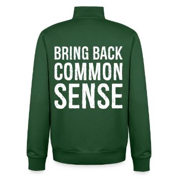 Bring Back Common Sense - Unisex Organic Zip Sweatshirt by Stanley/Stella - bottle green - Back - AI Model Male 185 dark (185cm)