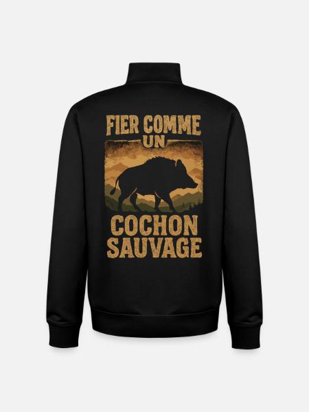 Fier Comme Un Cochon Sauvage - Sweat zippé unisexe en coton bio Stanley/Stella - noir