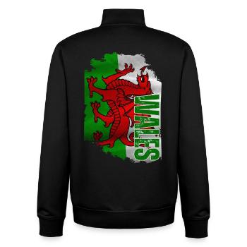 Drapeau gallois vertical, fierté galloise - Sweat zippé unisexe en coton bio Stanley/Stella - noir - Dos - AI Model Male 185 light (185cm)