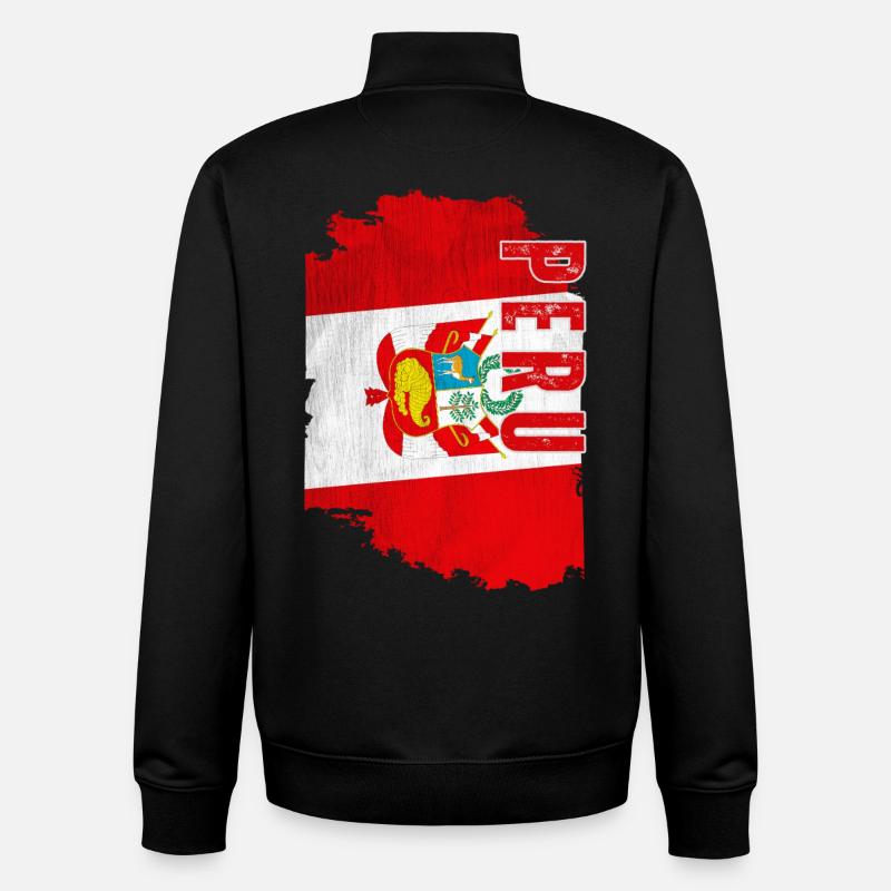 Drapeau péruvien vertical, fierté péruvienne - Sweat zippé unisexe en coton bio Stanley/Stella - noir