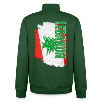 Drapeau vertical du Liban, I Love Lebanon - Sweat zippé unisexe en coton bio Stanley/Stella - vert bouteille - Dos - AI Model Male 185 dark (185cm)