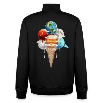Planète Glace Crème Cosmique One Ball - Sweat zippé unisexe en coton bio Stanley/Stella - noir - Dos - AI Model Male 185 light (185cm)