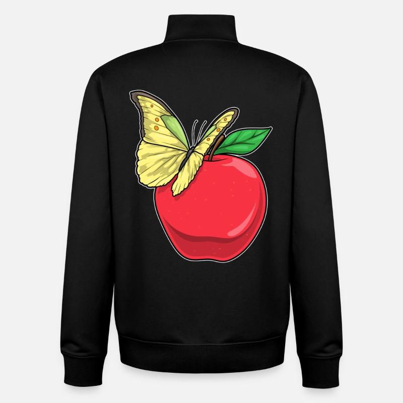 Papillon Pomme Fruit - Sweat zippé unisexe en coton bio Stanley/Stella - noir