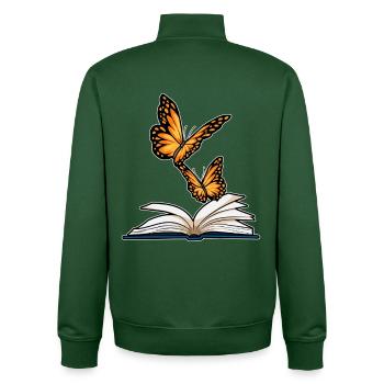 Butterfly Book - Unisex Organic Zip Sweatshirt by Stanley/Stella - bottle green - Back - AI Model Male 185 dark (185cm)