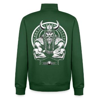 Norse Mythology Viking Warrior Valhalla - Unisex Organic Zip Sweatshirt by Stanley/Stella - bottle green - Back - AI Model Male 185 dark (185cm)