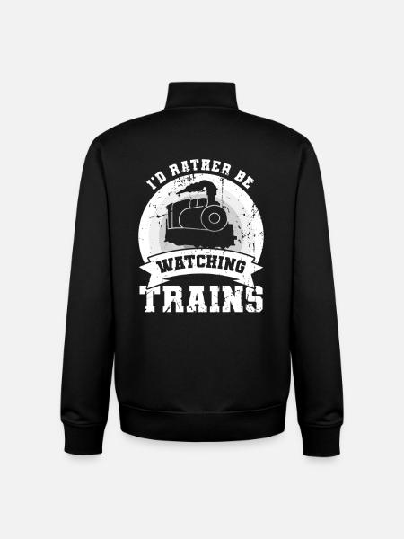 I'd rather watch trains - Unisex Organic Zip Sweatshirt by Stanley/Stella - black