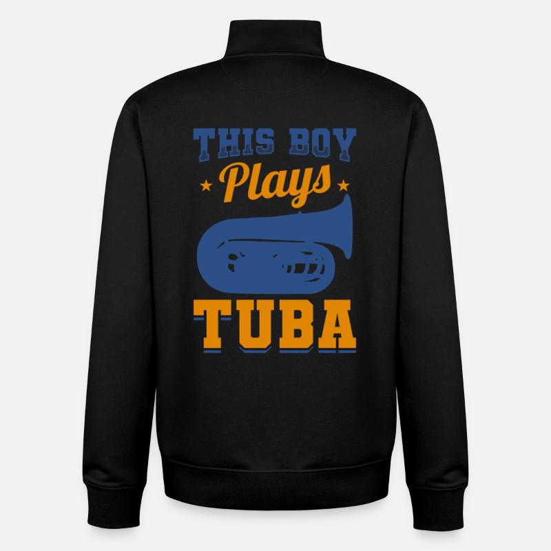 Ce garçon joue du tuba - Sweat zippé unisexe en coton bio Stanley/Stella - noir