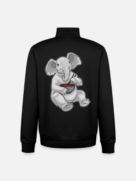 Elefant Koch Ramen Kochen - Unisex Organic Zip Sweatshirt von Stanley/Stella - Schwarz