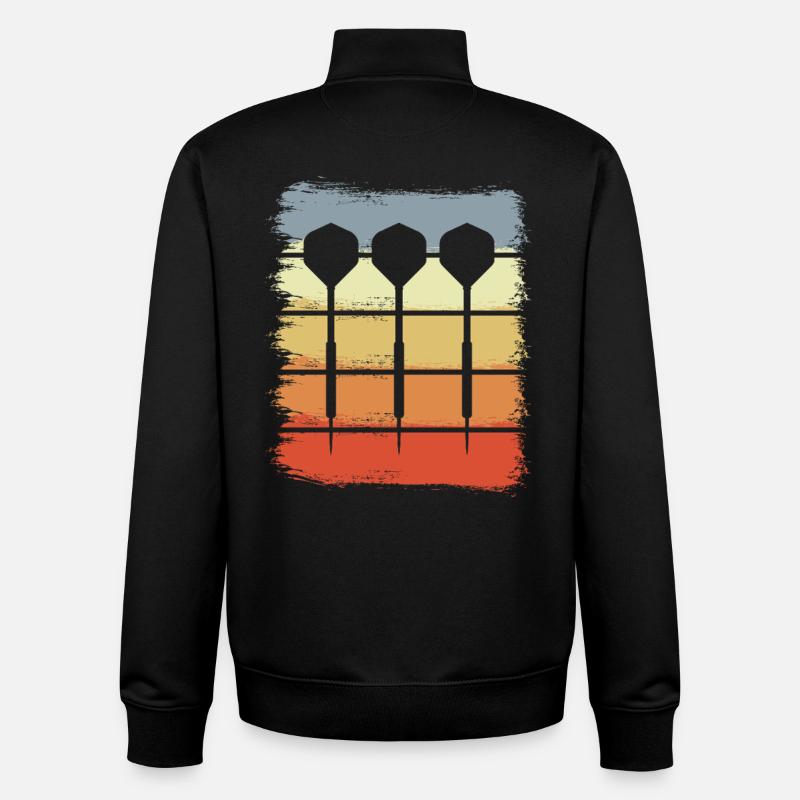 Fléchettes rétro - Sweat zippé unisexe en coton bio Stanley/Stella - noir