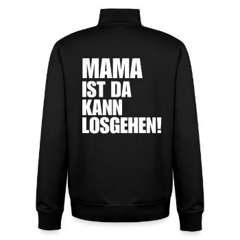 MAMA IST DA KANN LOSGEHEN coole mami spruch - Unisex Organic Zip Sweatshirt von Stanley/Stella - Schwarz - Hinten - AI Model Male 185 light (185cm)