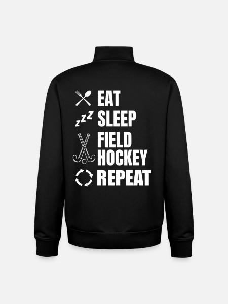 Eat Sleep Field Hockey Repeat - Unisex Organic Zip Sweatshirt by Stanley/Stella - black