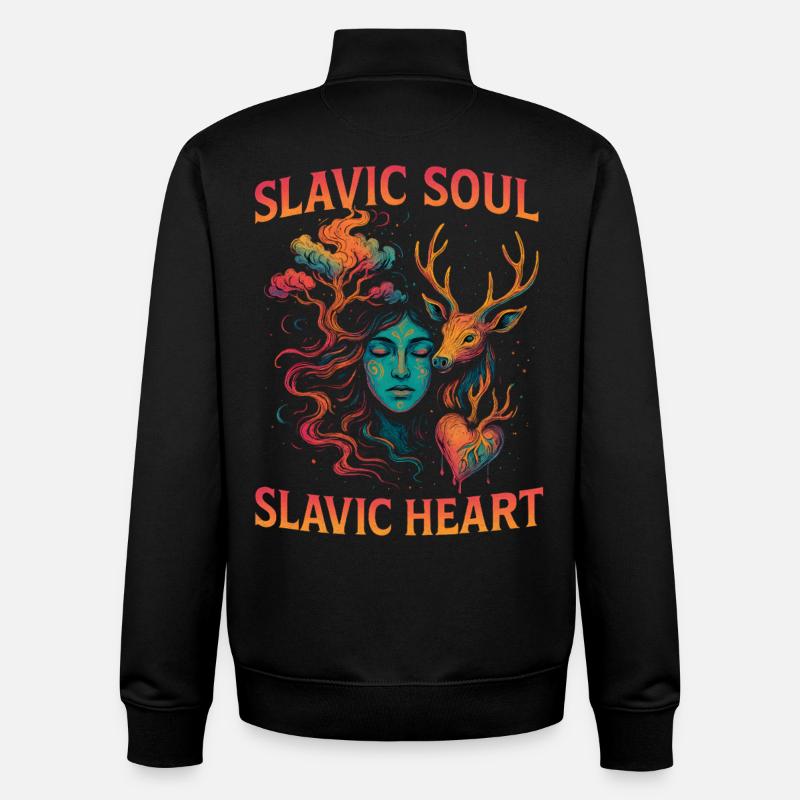 Slavic Soul Slavic Heart Artwork - Unisex Organic Zip Sweatshirt by Stanley/Stella - black