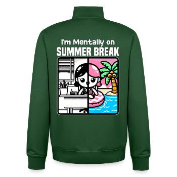 JE SUIS MENTALEMENT EN VACANCES D’ÉTÉ - CADEAU POUR L’ENSEIGNANT - Sweat zippé unisexe en coton bio Stanley/Stella - vert bouteille - Dos - AI Model Male 185 dark (185cm)